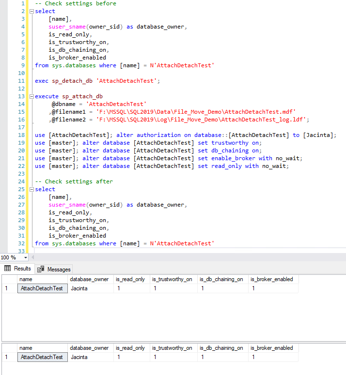 Detaching then Attaching a Database Loses the Database Settings – Chad ...